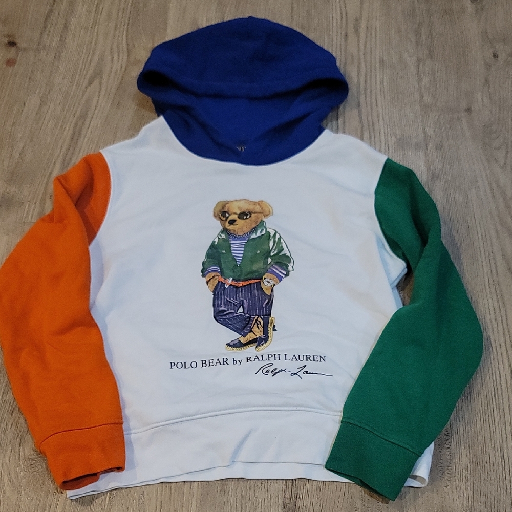 Ralph Lauren Colorblock Polo Bear Sweatshirt Kids Medium 10-12